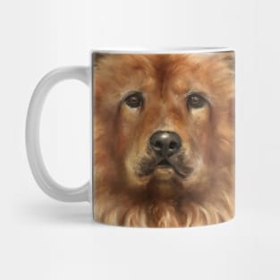 Painting of a Fluffy Golden Brown Chow Chow Dog Mug